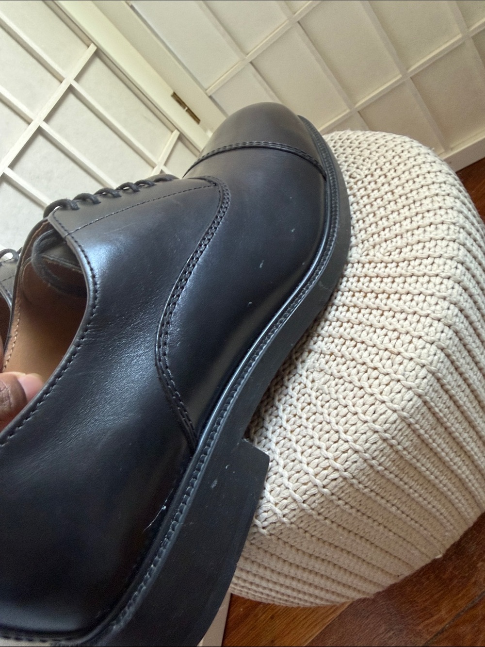 Zara Black Cap-Toe Derby Shoes for Men - Picture 8 of 8